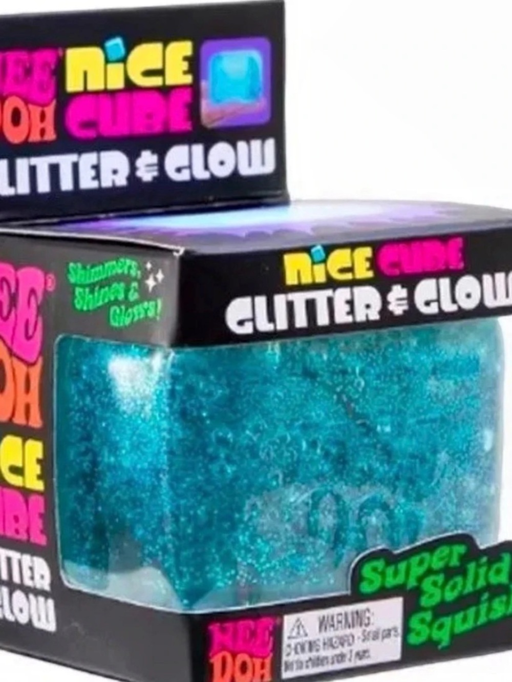 NeeDoh Nice Cube Glitter & Glow Glitter & Glow Blue Cube NWT
